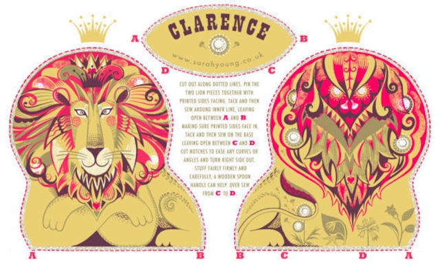 Clarence the Lion Tea Towel / Cloth Kit ぬいぐるみキット 布ポスター ライオン