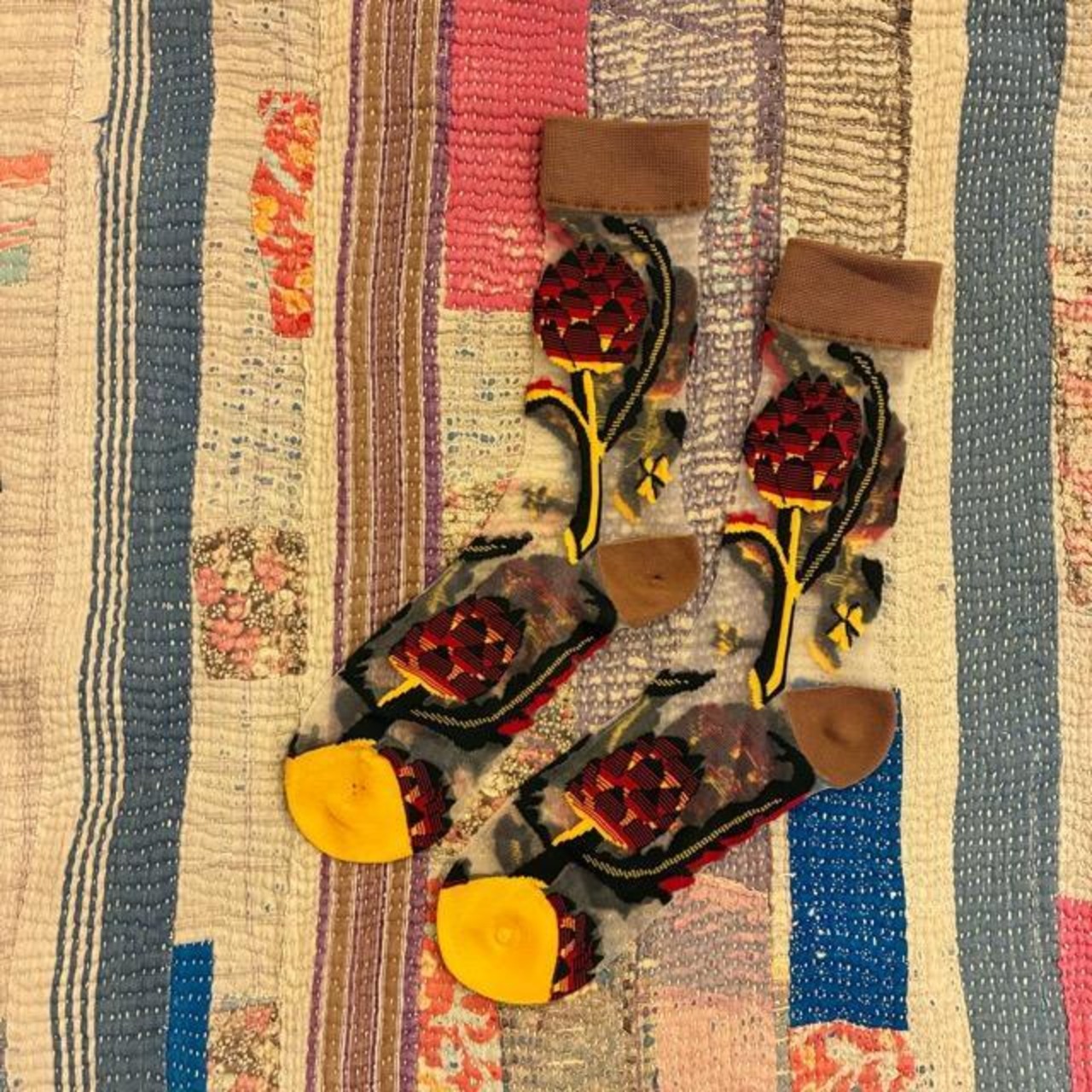 TOPANGA Socks Lady's Sheer art socks Horsetail　シアーアートソックス　ホーステール　ブラウン　シースルー　レディースソックス　靴下　ギフト　