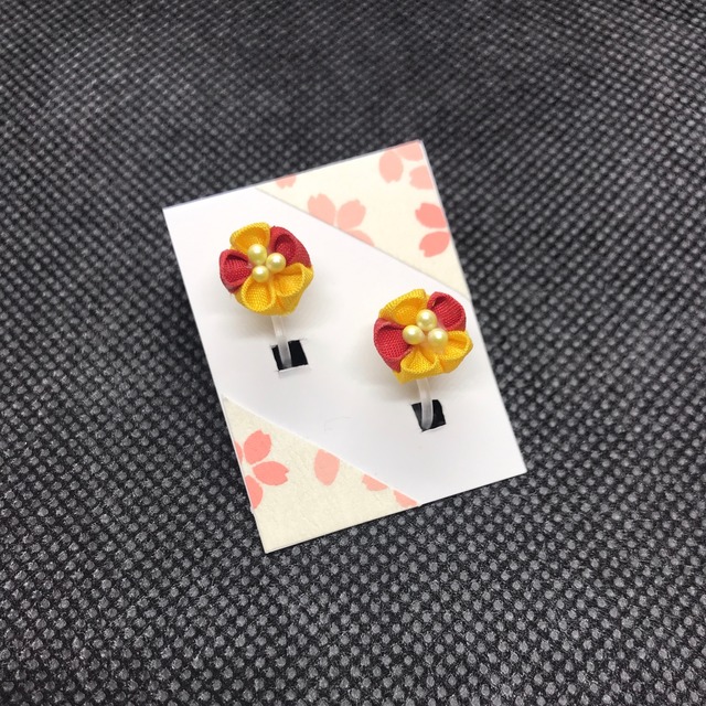 2色 お花 ノンホールピアス イヤリング ピアス