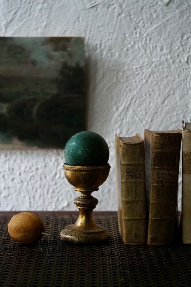 イタリア 円球オブジェ-antique wood objet