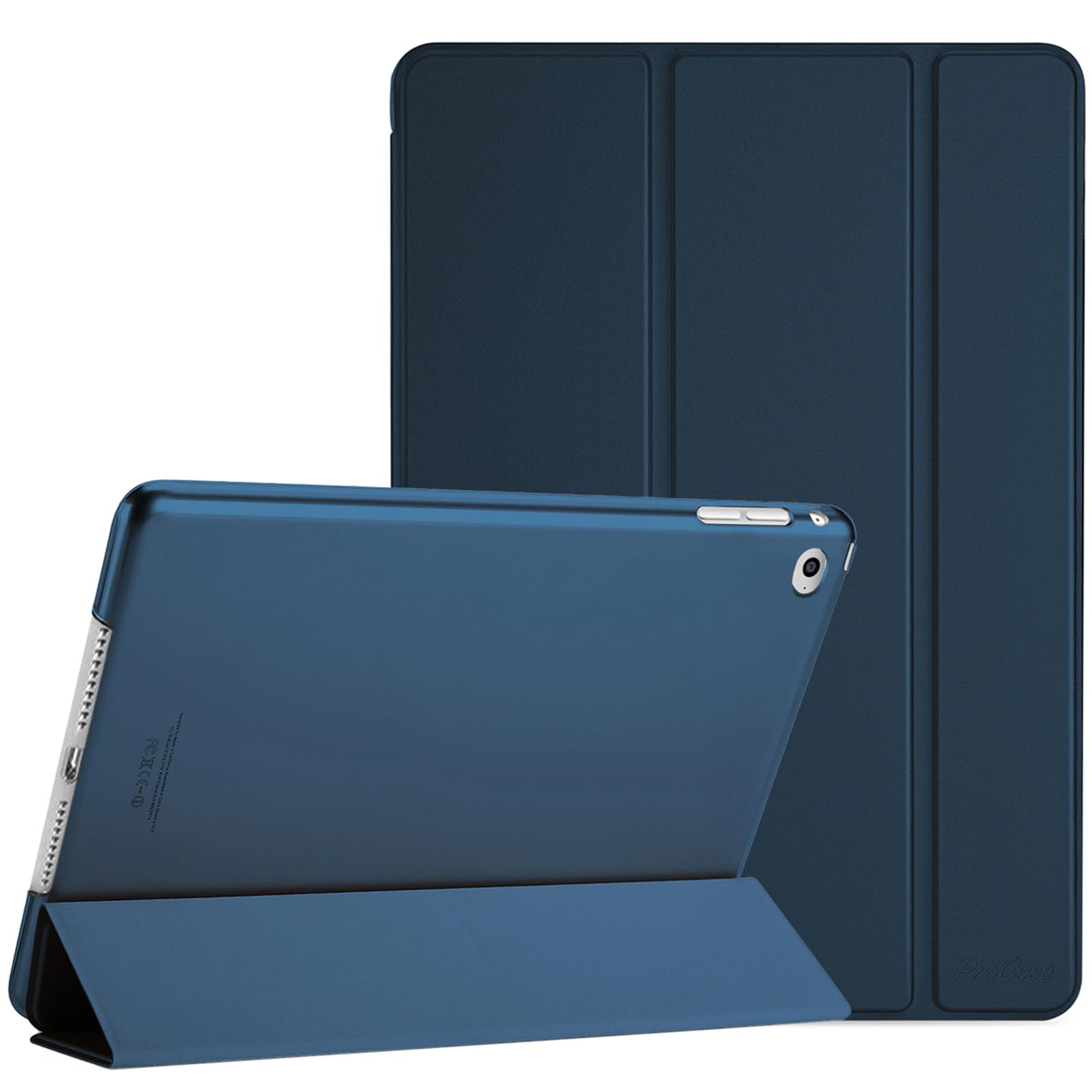 ProCase iPad mini 4 ケース(A1538 A1550 A1546) オートスリープ/ウェイク機能 三つ折りスタンド スマート 超スリム フォリオ保護ケース 半透明フロスト バックカバー 対応機種:iPad mini 4世代 7.9" (2015)-ネイビー