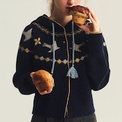 星をまとうタッセル付きニットフーディー 《P0310》