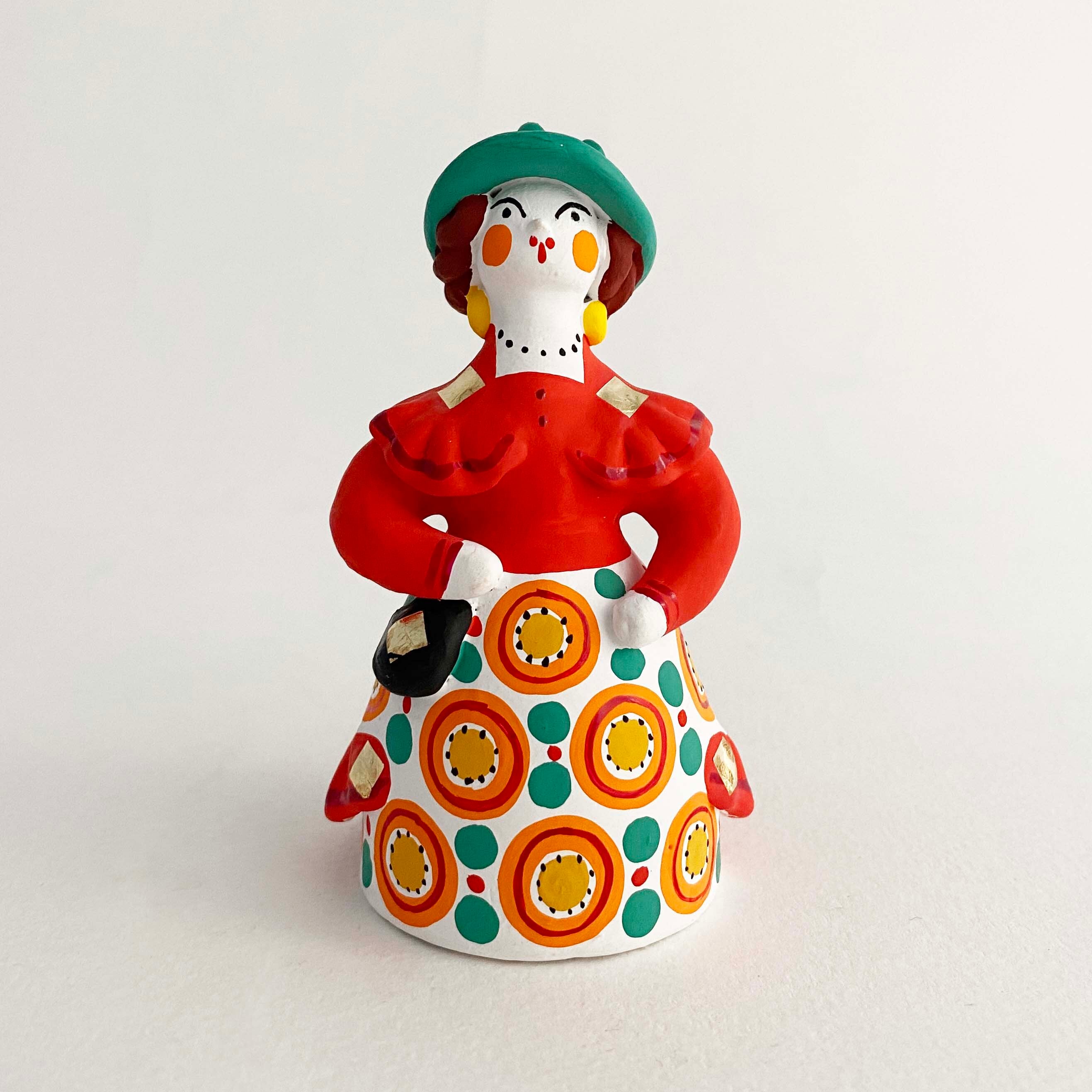 ディムコヴォ土人形 / 緑の帽子の婦人