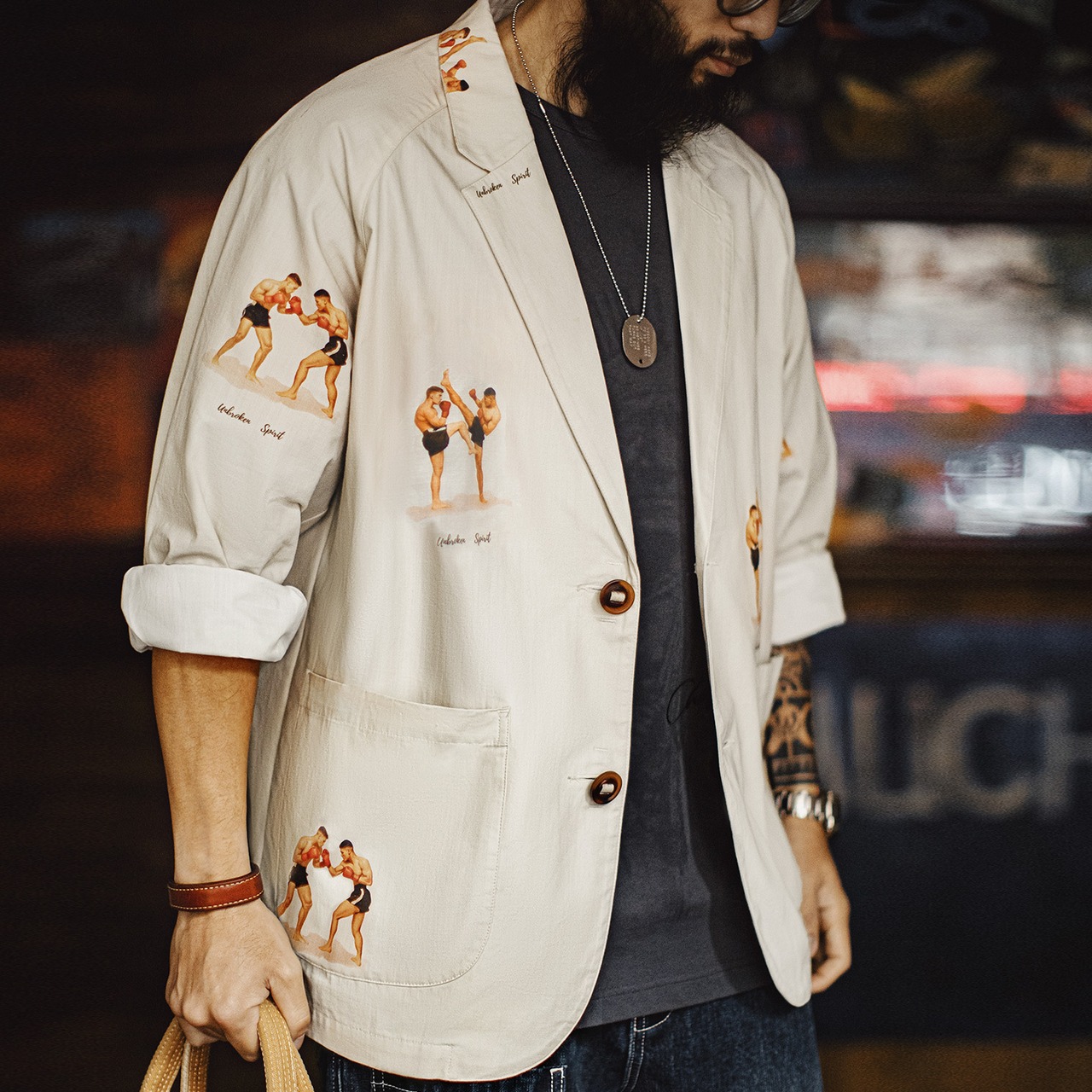 Artistic Boxing Print Jacket / アーティスティック ボクシング プリント ジャケット