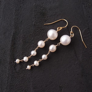 【K14gf】Graduated Pearl Earrings/グラデーションパールピアス