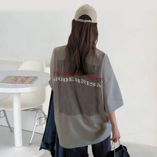 Y-3657　2024春新作♡MODERNISMバックラベル半袖Tシャツ　カーキ　0223