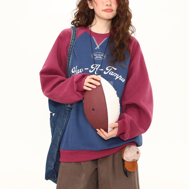 college logo raglan sweatshirt　カレッジロゴラグランスウェットシャツ　J1732