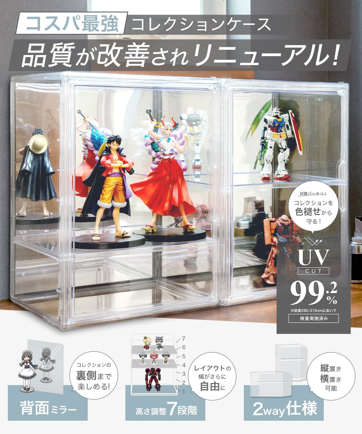 2個セット）HYPE GUARD コレクションケース 背面ミラー 7段階調整 2way