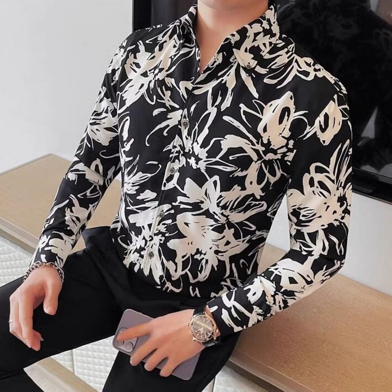 v neck print shirt 00284