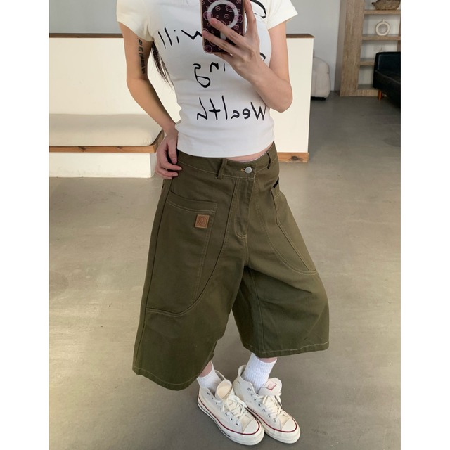 curved pocket cropped pants　カーブポケットクロップドパンツ　J1757