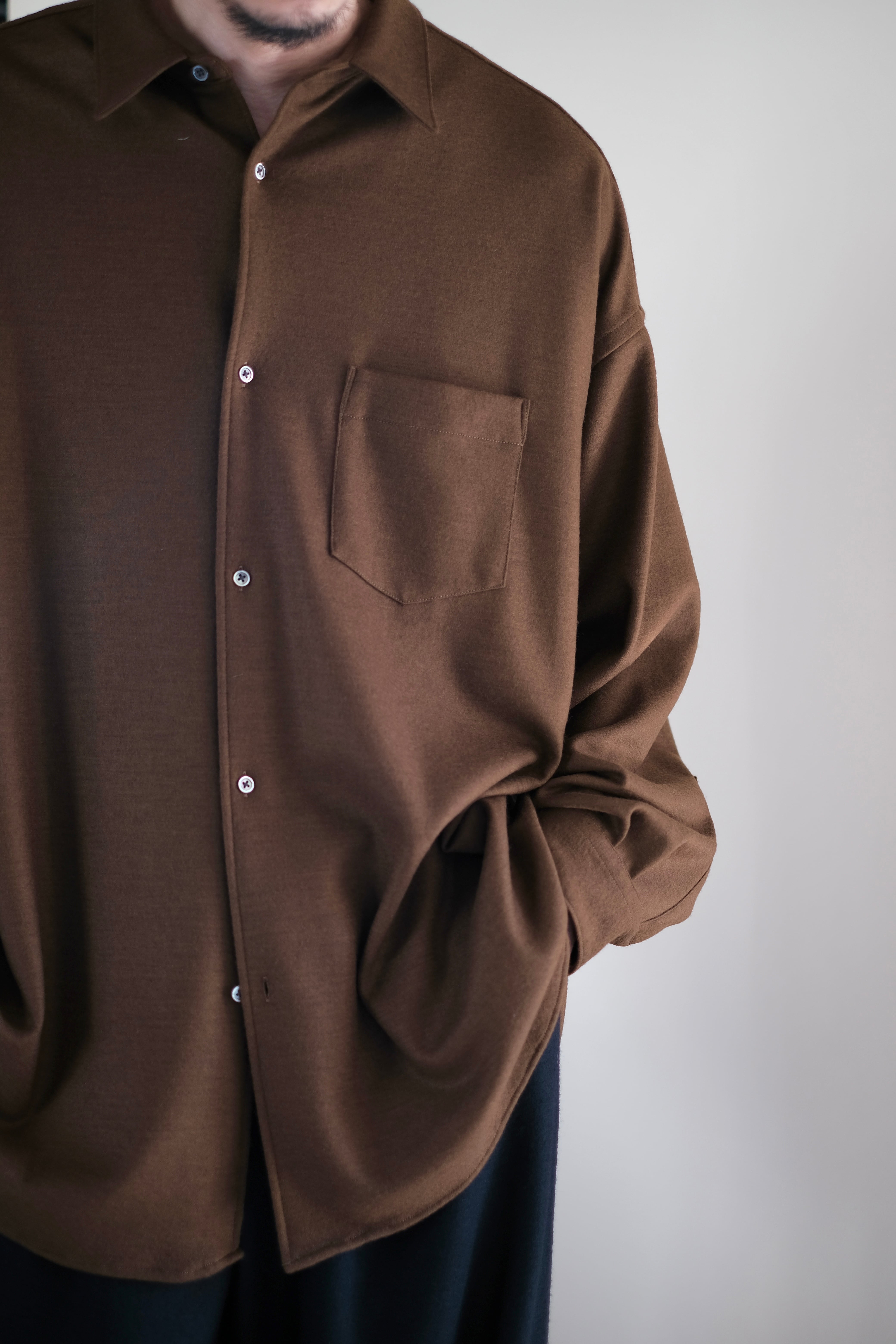 Graphpaper / Wool Smooth Flannel Oversized Regular Collar Shirt