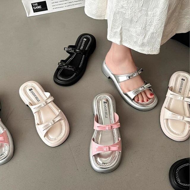 【35-40】Platform ribbon sandals　B749