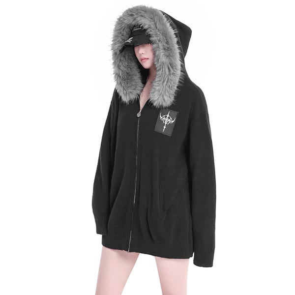 ビッグフェイクファーエッジフーディジップアップジャケット(ruf_02605)