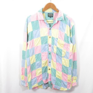 90s KEARNEY HOUSE オープンカラー パッチワーク ネルシャツ sizeL/カーニーハウス　0901