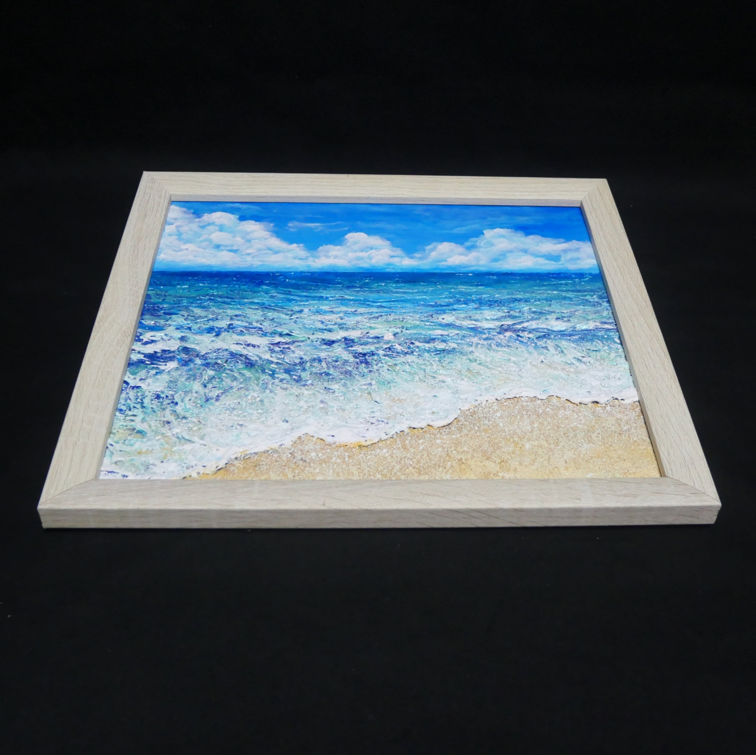 原画】油絵『潮騒の記憶』夏の海の立体アート 額装込み | HIROSHI1990