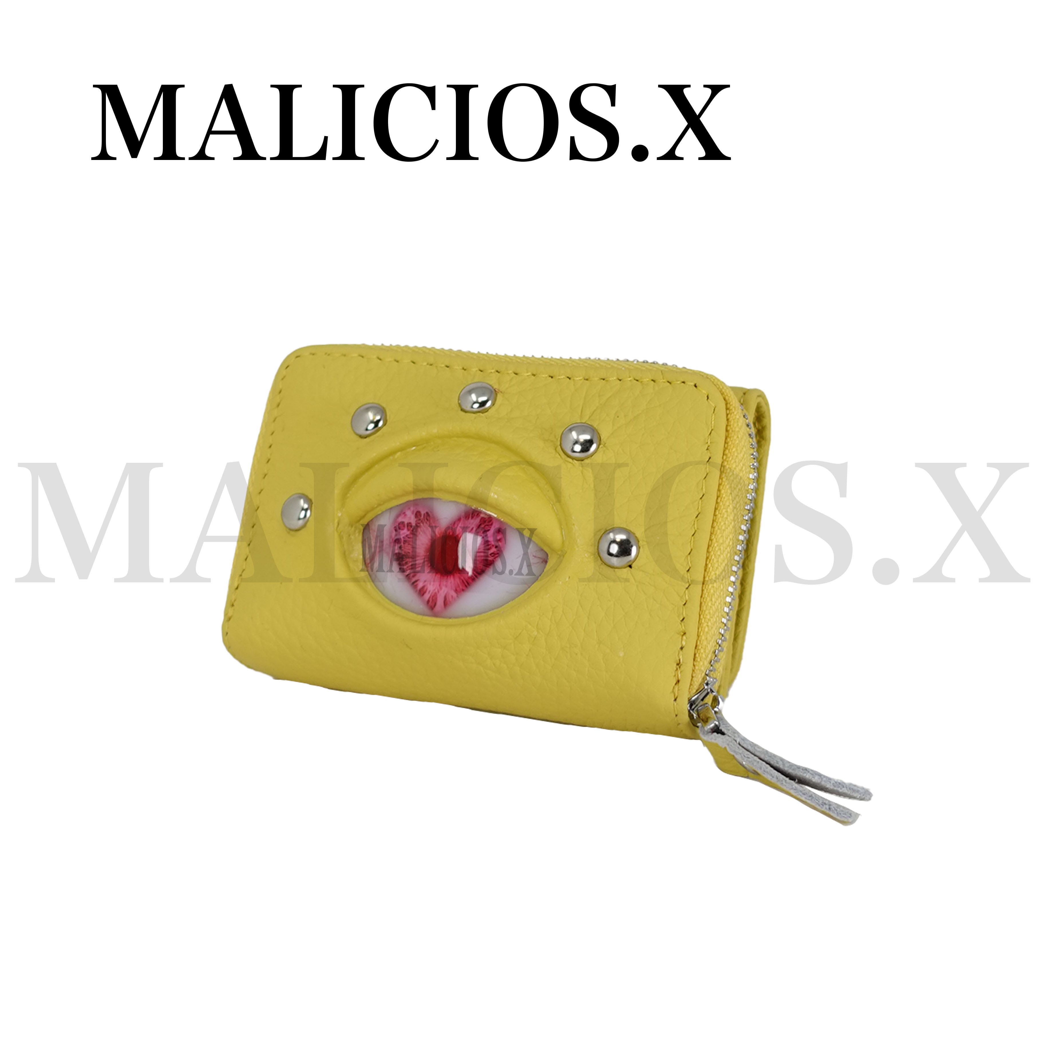 Heart Eye Tri-folding mini wallet(Yellow) /Albino Pink | MALICIOUS.X
