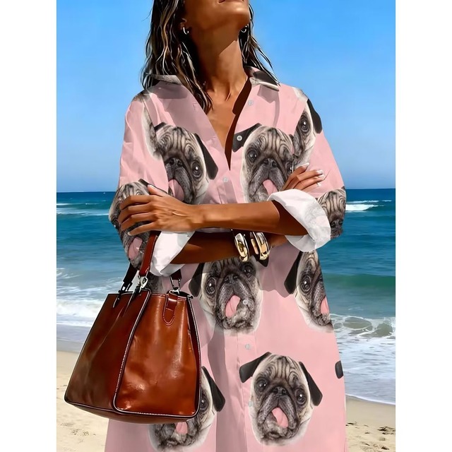 Shirt Dress   –Pink Face-　　t-item-0137