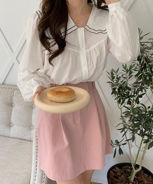 《即納商品》latte double frill blouse (ivory / peach)