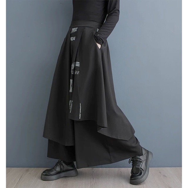 Layered asymmetric print skirt C1385