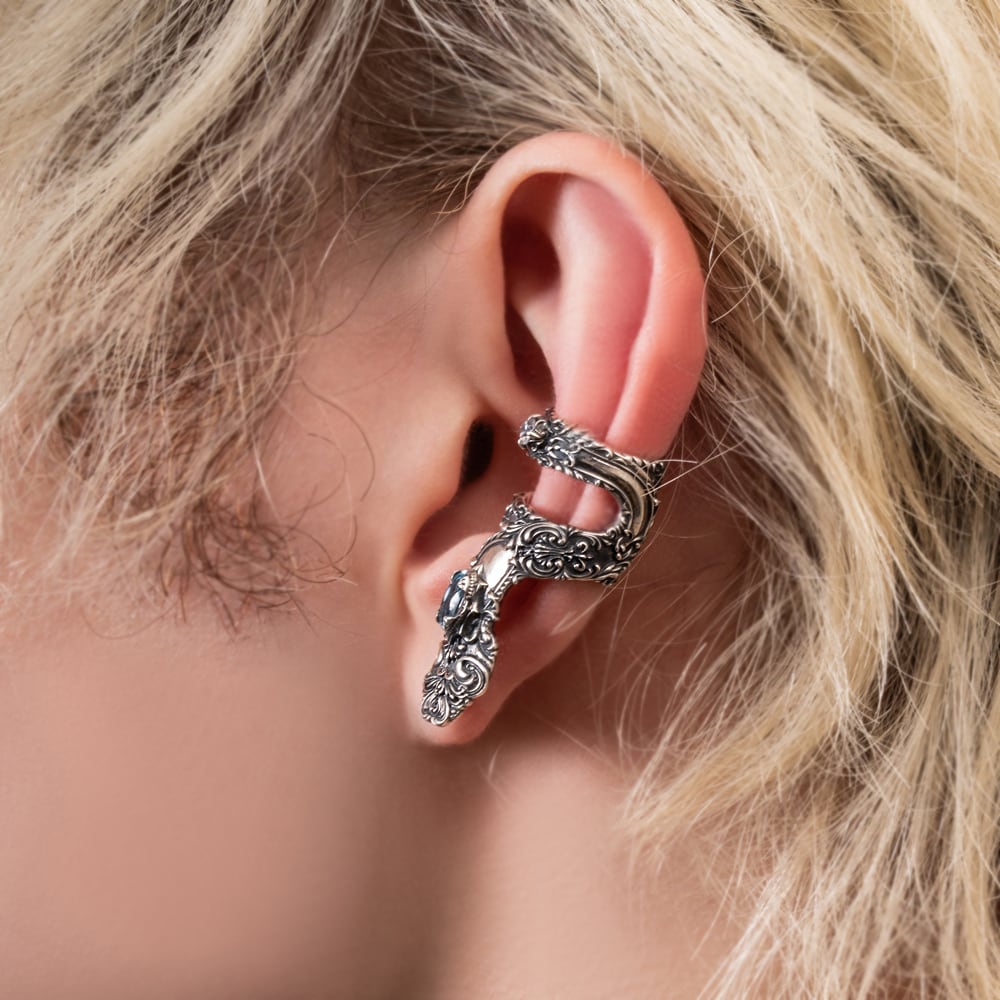 ブルートパーズスプーンイヤーカフ 片耳用 ACE0197 Blue topaz spoon