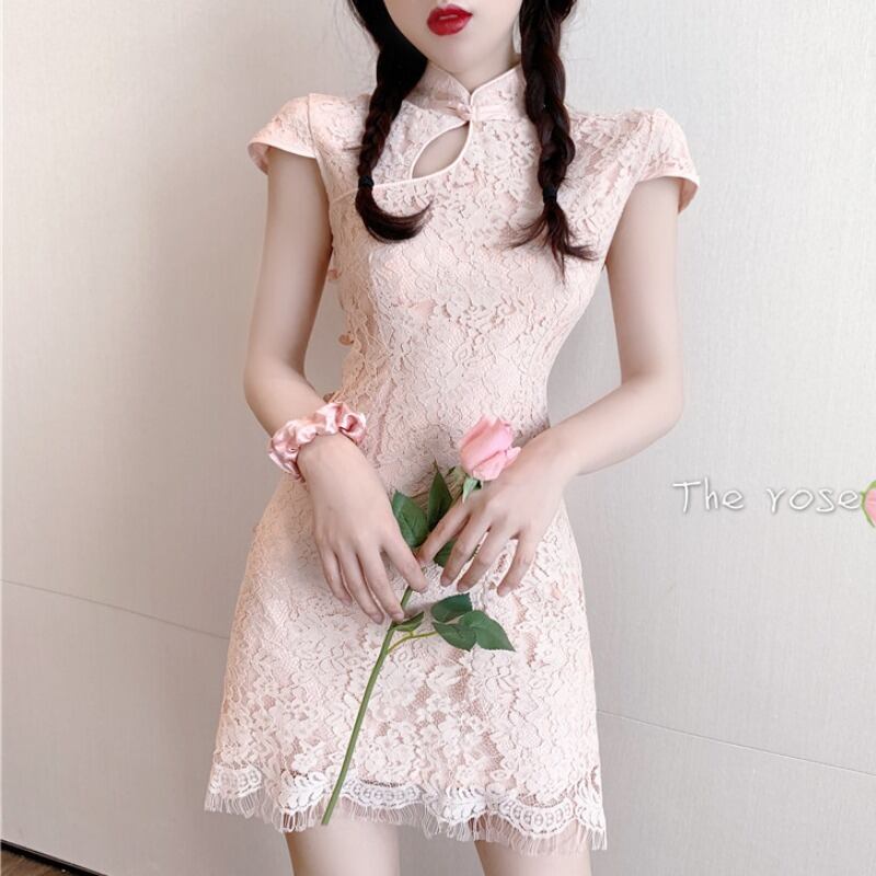 スカート2020夏新気質女神ファンセクシーレースチャイナドレススプリットショートスカートスリムスリムドレス 1号婦人34468607348