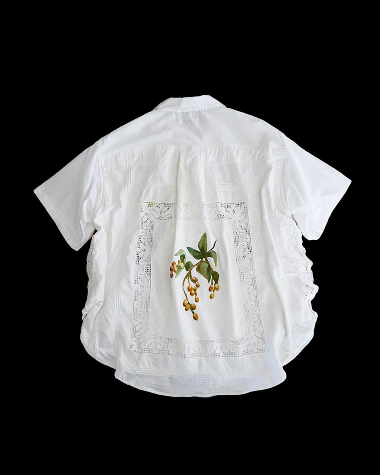 lace open collar shirt yellow lily
