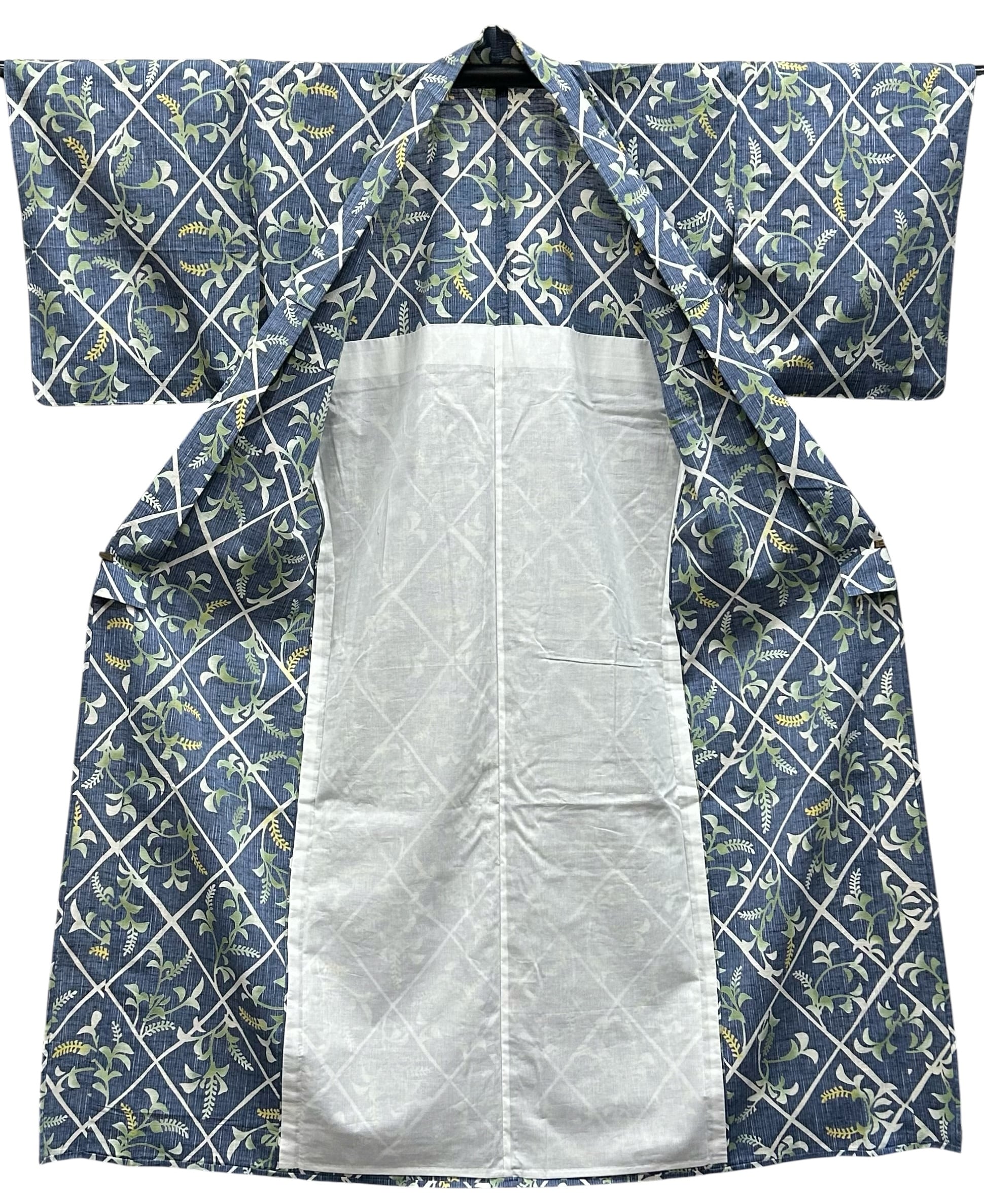 浴衣 新品 竺仙 奥州小紋 熨斗目花色 花柄 裄丈 69.5㎝ K6850 | 着物