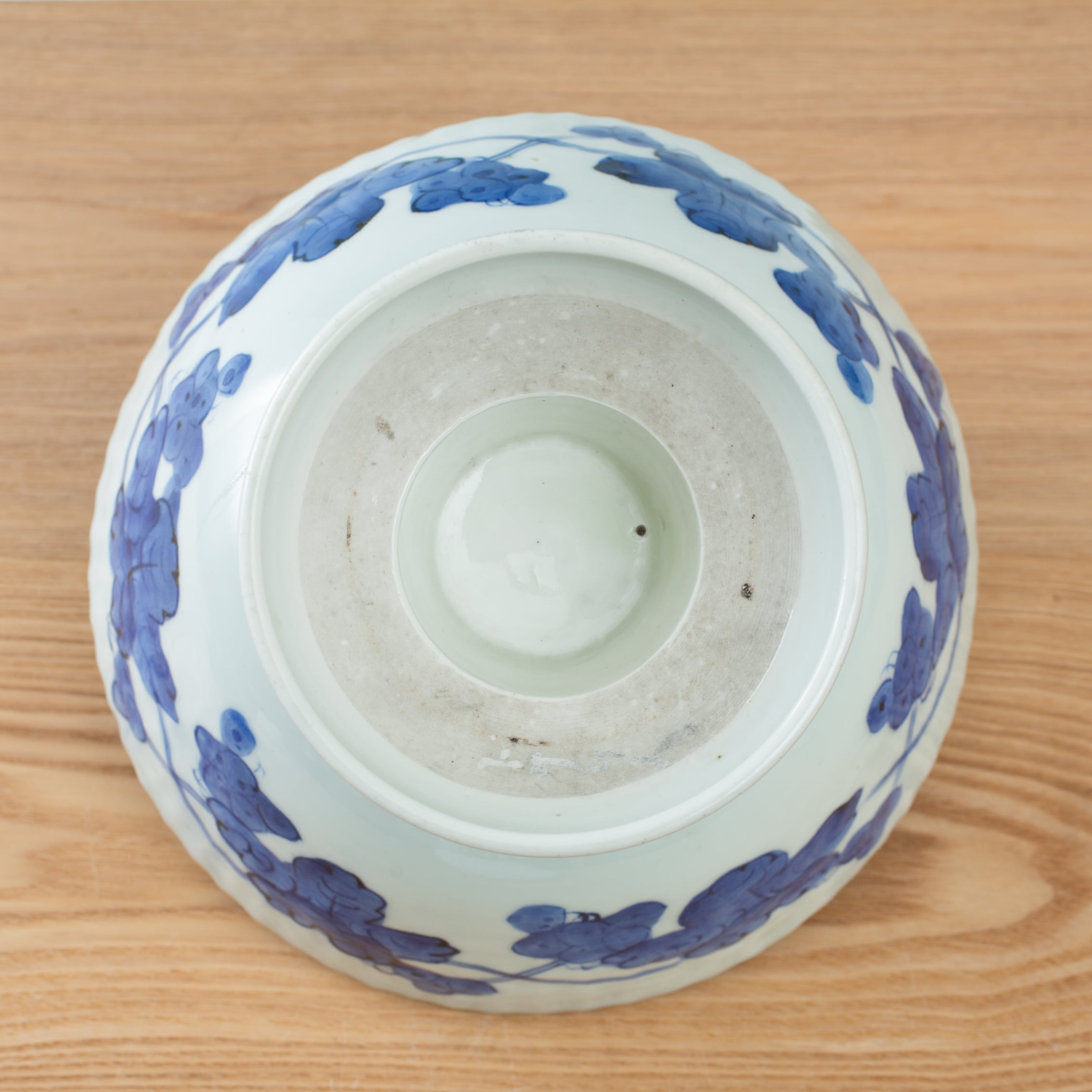 伊万里染付 山水 縞文様 輪花 葡萄 盃洗 高足 足付鉢 菓子器