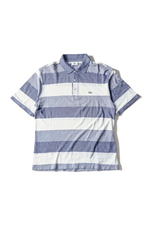 "LACOSTE" Border Pattern Cotton Short Sleeve Polo Shirt