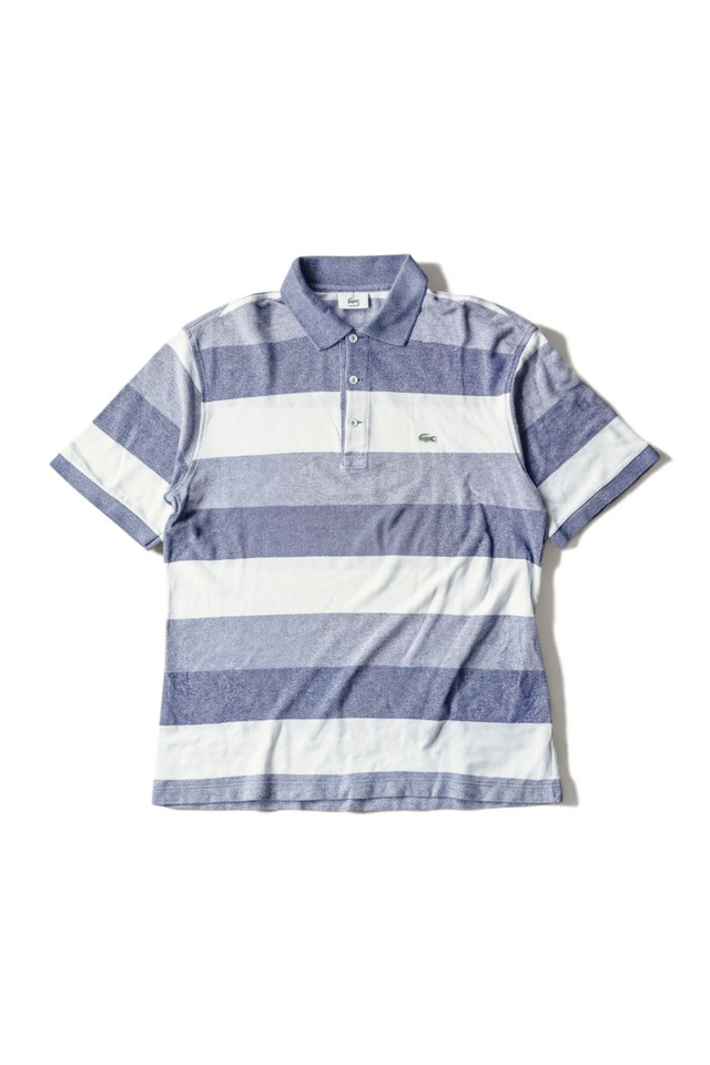 "LACOSTE" Border Pattern Cotton Short Sleeve Polo Shirt