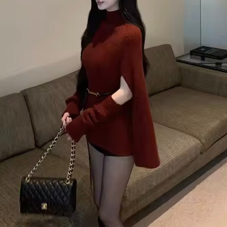 arm warmer rib knit poncho