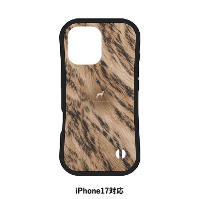 ≪WHIPPETブリンドル＆ホワイト≫iPhone17耐衝撃グリップケース01