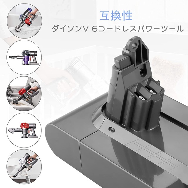 Ehomtikk ダイソン V6バッテリー互換品4000mAh ダイソンバッテリーDC59 DC74 DC72 DC62 DC61 DC58 SV07 SV09 HH08対応 ダイソン掃除機バッテリー互換 ダイソンバッテリー V6 4000mAh 21.6V DC62【フィルター付き】