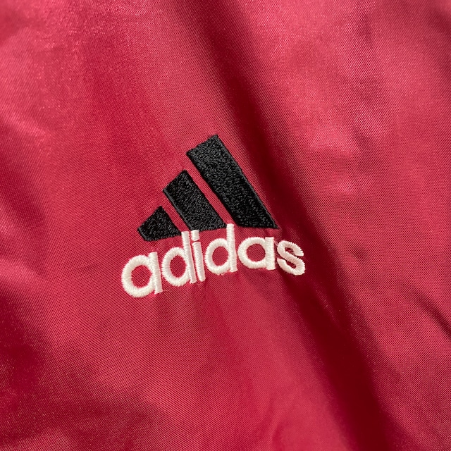 90s adidas ハーフジップナイロンプルオーバー　ボルドー　ブラック　M