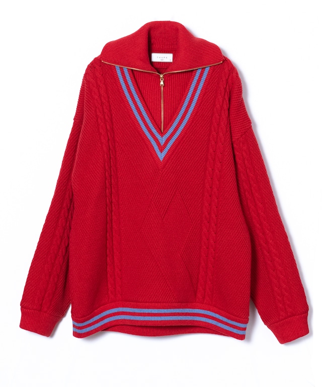 HALF ZIP TILDEN KNIT (RED)