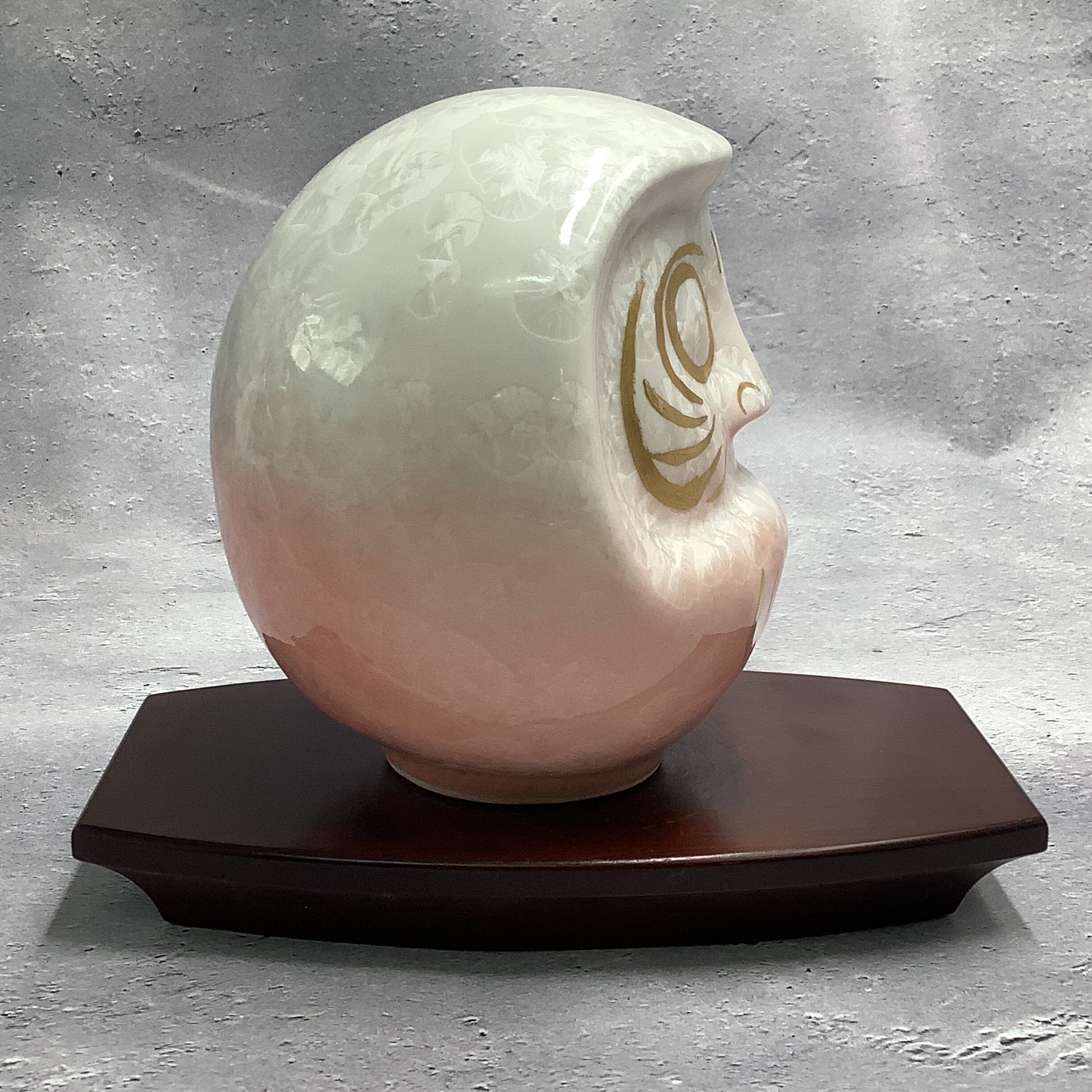 新作】達磨 ダルマ （大） 花結晶（白赤）×金彩 置物オブジェ | 京焼