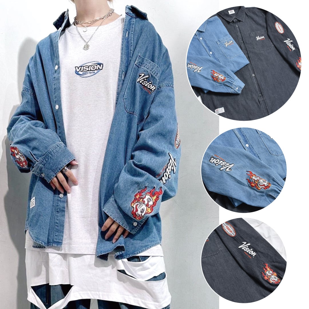 50%OFF】VISION アーム刺繍デニムシャツ | VOLCAN&APHRODITE
