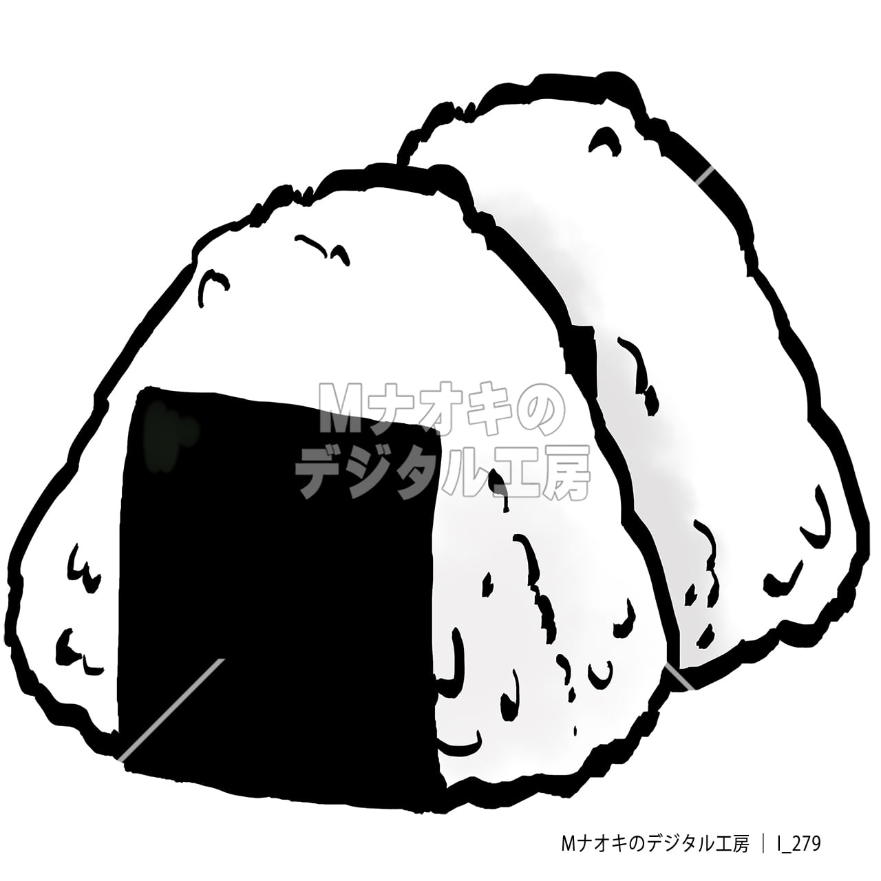 おにぎり 海苔 1（筆タッチ） 【I_279】 Rice ball with seaweed （brush style）