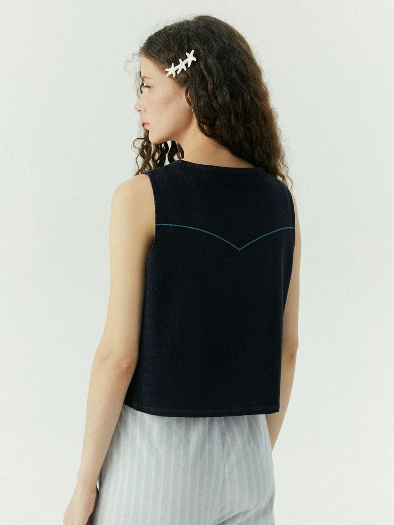 Étoile de Mer Embroidery Denim Vest F0753