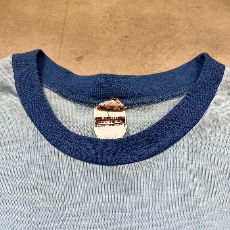 70's~ HANG TEN ハンテン マルチボーダーTee リンガー ライトブルー