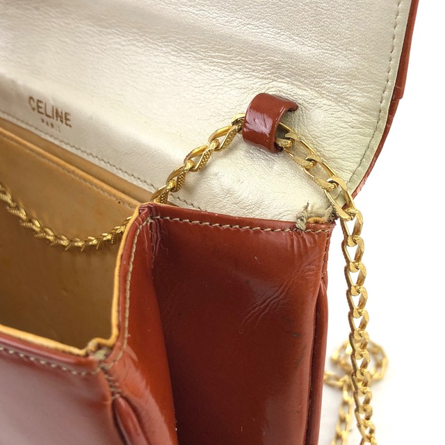 CELINE セリーヌ ブラゾン レザー チェーン ミニバッグ ショルダーバッグ ブラウン vintage ヴィンテージ オールド tbugmc