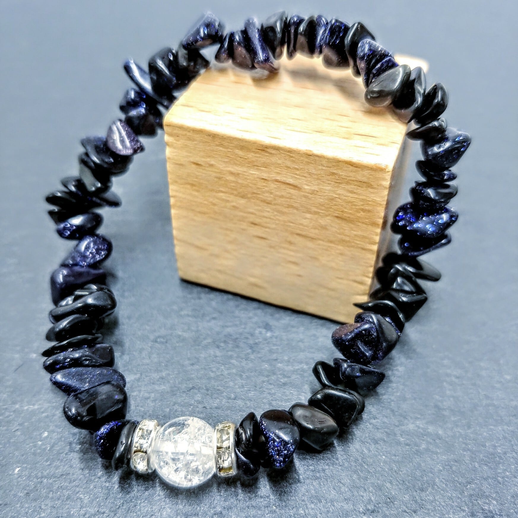 ブルーゴールドストーンさざれ石×クラック水晶』天然石パワーストーン