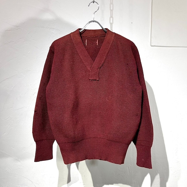 60~70s Sportswear V-neck Mohair Knit