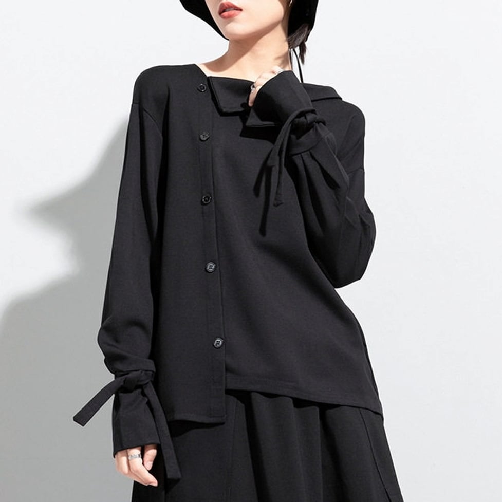 side button long sleeve tops / l0797