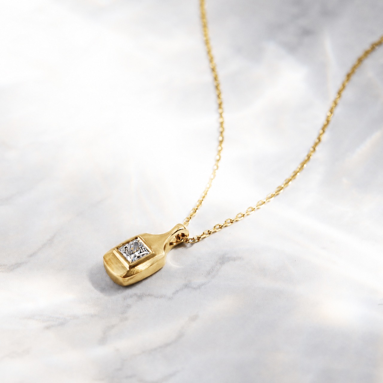 【Diamond Tank】Princess cut Diamond Necklace