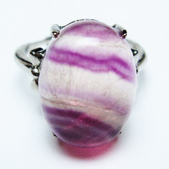 フローライト リング 蛍石 指輪 フリーサイズ 16号 一点物 メール便可 [M便 1/20] 115-7023