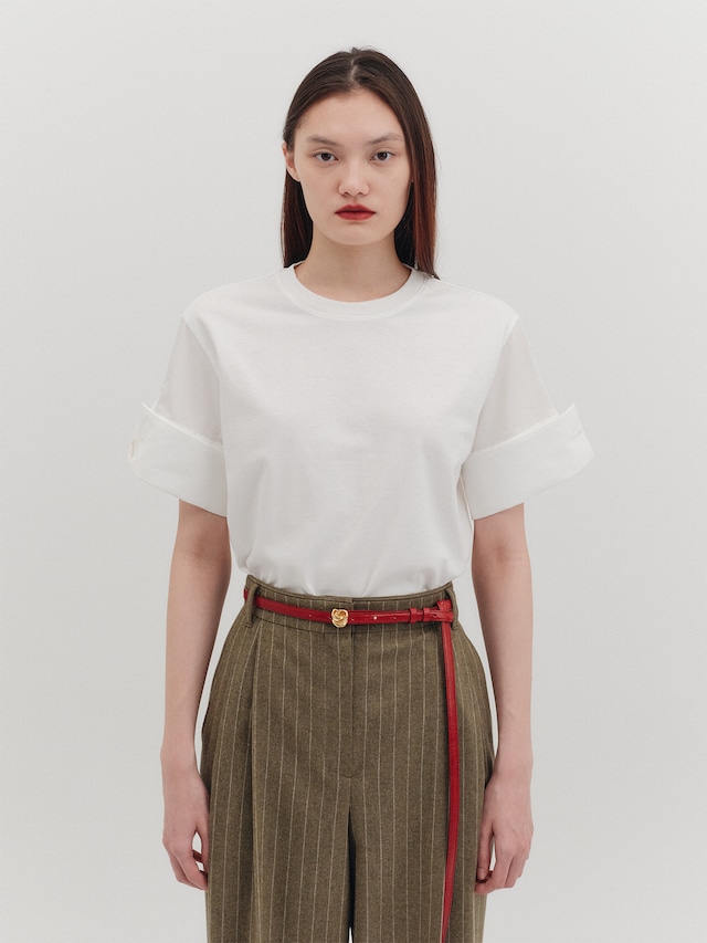 [EENK][WOMEN] Shirt Sleeve T-Shirt - White 正規品 韓国ブランド 韓国通販 韓国代行 韓国ファッション インク 日本 店舗