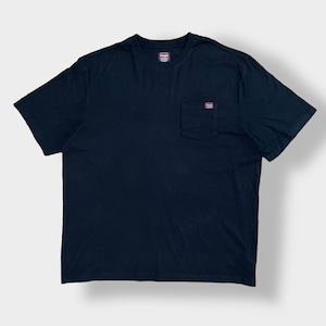 【Wrangler】ワンポイント ロゴ ポケットTシャツ ポケT WORKWEAR 3X-LARGE ビッグシルエット ゆるダボ ブラック ラングラー US古着