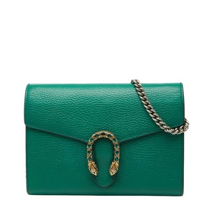 グッチ ディオニュソス 斜め掛け チェーン ショルダーバッグ ウォレット 401231 グリーン レザー レディース GUCCI 【中古】