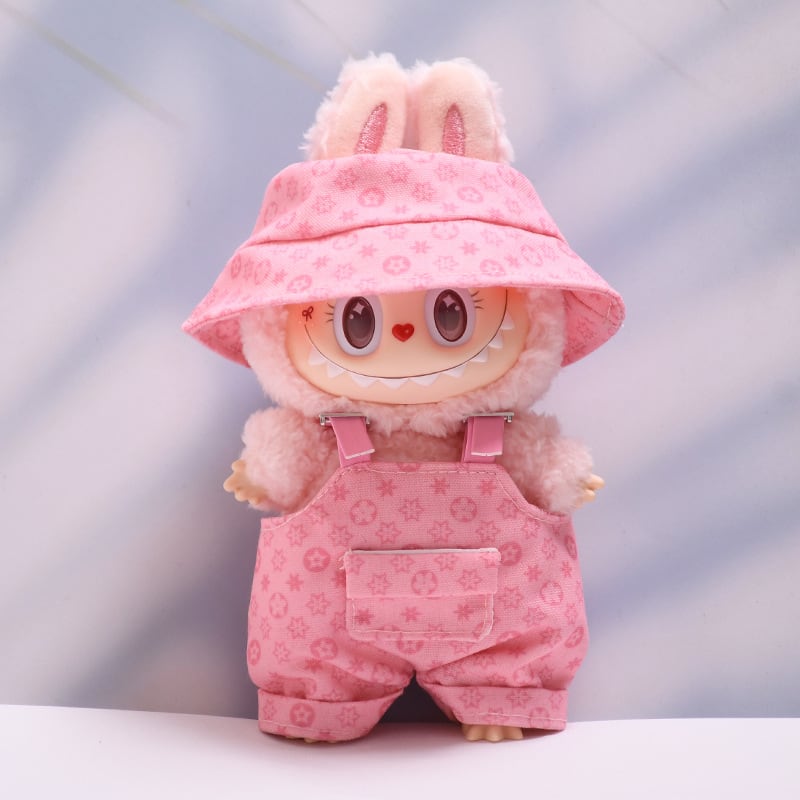 Labubu 1-3世代対応 おしゃれ プリント柄サロペット＋帽子 ラブブ